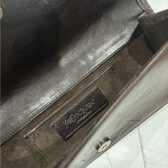 Authentic YSL Calf Hair Brown Leather Clutch Bag Yves Saint Laurent - Picture 14 of 15
